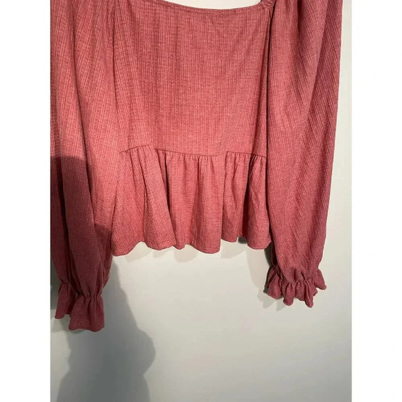 Altar’s State Terracotta Smocked Ruffle Blouse Top - Picture 7 of 9